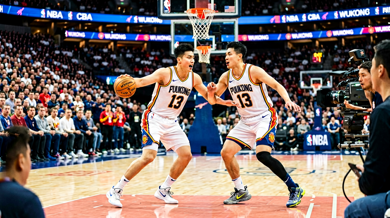 NBA篮球比赛现场，球员激烈对抗的赛场画面