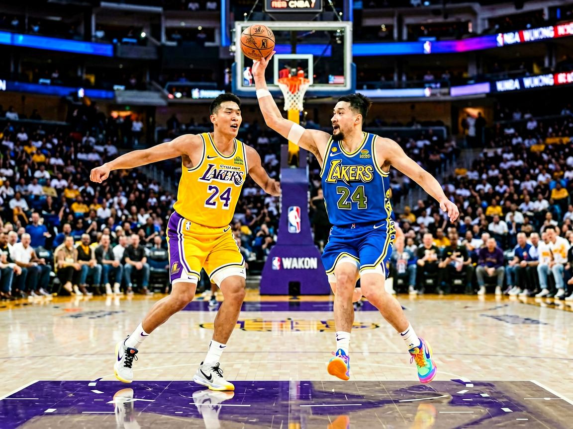 NBA比赛精彩瞬间，湖人vs勇士季后赛对决